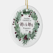 Onze eerste kerstman Mr. & Mrs-First Married Foto Keramisch Ornament (Rechts)