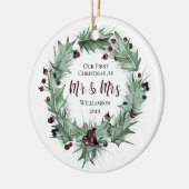 Onze eerste kerstman Mr. & Mrs-First Married Foto Keramisch Ornament (Links)