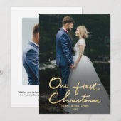 Onze eerste kerstman Mr. & Mrs Holiday-fotokaart Feestdagenkaart (Voorkant / Achterkant)