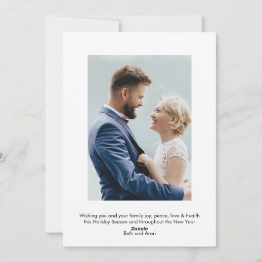 Onze eerste kerstman Mr. & Mrs Holiday-fotokaart Feestdagenkaart (Achterkant)