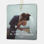 Onze eerste kerstman Mr. & Mrs. Married Foto Keramisch Ornament (Links)
