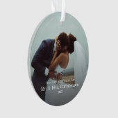 Onze eerste kerstman Mr. & Mrs. Married Photo Cera Ornament (voorkant)