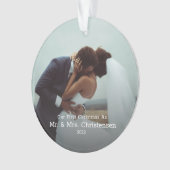 Onze eerste kerstman Mr. & Mrs. Married Photo Cera Ornament (voorkant)
