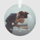 Onze eerste kerstman Mr. & Mrs. Married Photo Cera Ornament (voorkant)