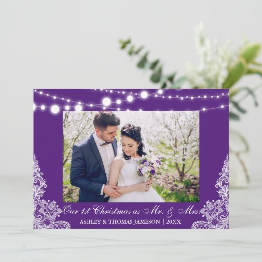 Onze eerste kerstman Mr. & Mrs Photo Card PB Feestdagenkaart (Staand voorkant)