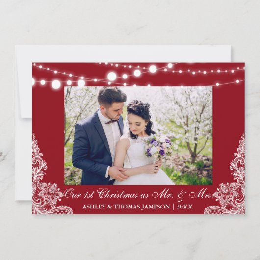 Onze eerste kerstman Mr. & Mrs Photo Card RB Feestdagenkaart (Voorkant)