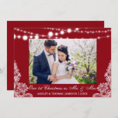 Onze eerste kerstman Mr. & Mrs Photo Card RB Feestdagenkaart (Voorkant / Achterkant)