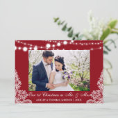 Onze eerste kerstman Mr. & Mrs Photo Card RB Feestdagenkaart (Staand voorkant)