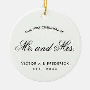 Onze eerste kerstman, Mrs Black and White Foto Keramisch Ornament