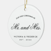 Onze eerste kerstman, Mrs Black and White Foto Keramisch Ornament (Links)