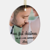 Onze eerste kerstman, Mrs. Foto gehuwd met paren Keramisch Ornament (Rechts)