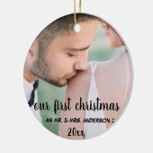 Onze eerste kerstman, Mrs. Foto gehuwd met paren Keramisch Ornament (Links)