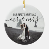 Onze eerste kerstman, Mrs. Foto Keramisch Ornament (Achterkant)