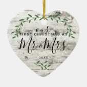 Onze eerste kerstman, Mrs. Foto Keramisch Ornament (Voorkant)