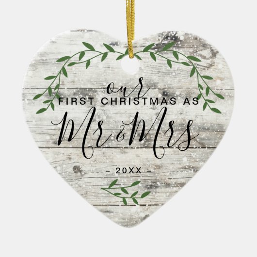 Onze eerste kerstman, Mrs. Foto Keramisch Ornament (Voorkant)