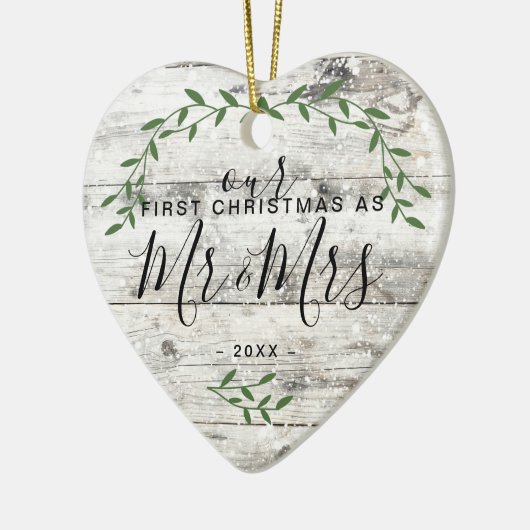 Onze eerste kerstman, Mrs. Foto Keramisch Ornament (Links)