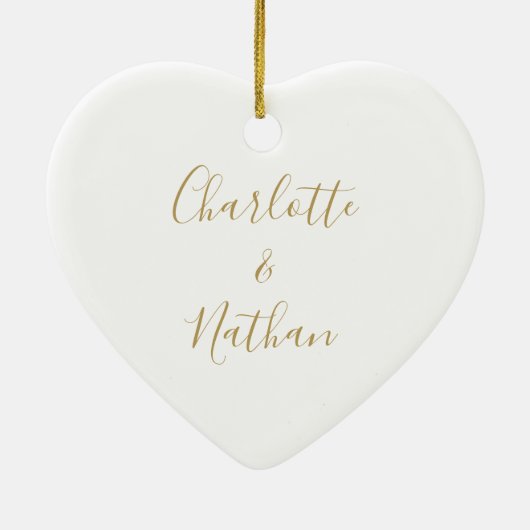 Onze eerste kerstman, Mrs Gold Love Heart Script Keramisch Ornament (Achterkant)