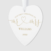 Onze eerste kerstman, Mrs Gold Love Heart Script Ornament (voorkant)