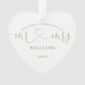 Onze eerste kerstman, Mrs Gold Love Heart Script Ornament (voorkant)