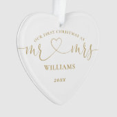 Onze eerste kerstman, Mrs Gold Love Heart Script Ornament (voorkant)