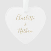 Onze eerste kerstman, Mrs Gold Love Heart Script Ornament (achterkant)
