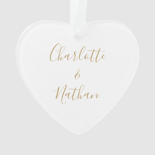 Onze eerste kerstman, Mrs Gold Love Heart Script Ornament (achterkant)