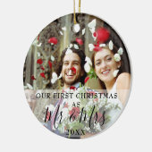 Onze eerste kerstman, Mrs. Name Photo Holiday Keramisch Ornament (Links)
