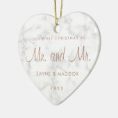 Onze eerste kerstmarmer Roos Gold Gay Keramisch Ornament (Links)