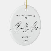 Onze eerste kerstminimalist Mr en Mrs. Keramisch Ornament (Rechts)