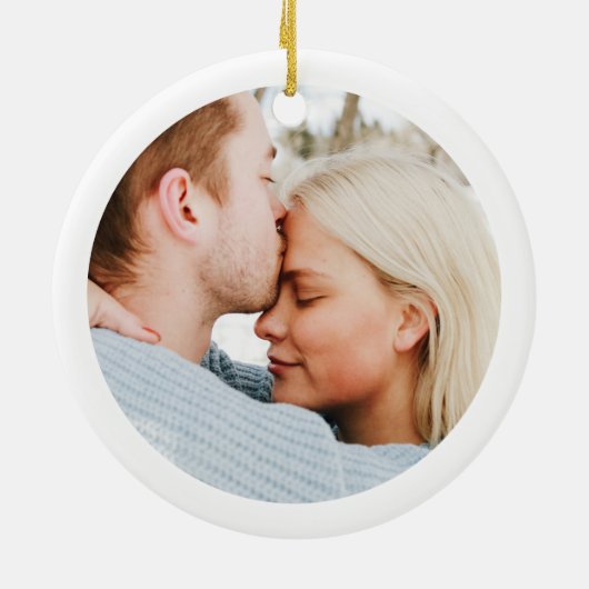 Onze eerste kerstminimalist Mr en Mrs. Keramisch Ornament (Achterkant)