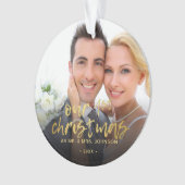 Onze Eerste Kerstmis 2 Fotobruiloft Ornament (voorkant)
