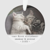 Onze eerste Kerstmis 2 katten of een foto van Pet  Ornament (voorkant)