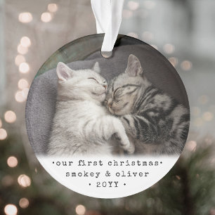 Onze eerste Kerstmis 2 katten of een foto van Pet  Ornament