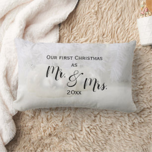 Onze eerste Kerstmis Aangepaste bruiloft aandenk Kussen