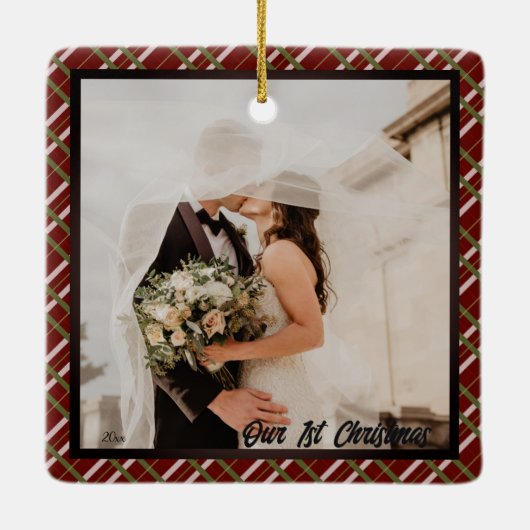 Onze eerste Kerstmis, aangepaste foto Keramisch Ornament (Achterkant)