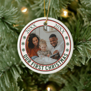 "Onze Eerste Kerstmis" Adoption Nieuwe Baby Foto Keramisch Ornament