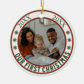 "Onze Eerste Kerstmis" Adoption Nieuwe Baby Foto Keramisch Ornament (Voorkant)