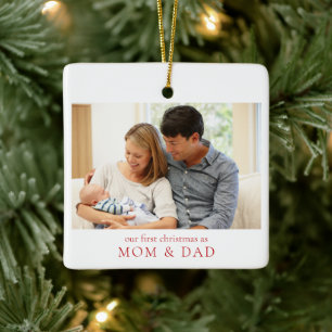 Onze eerste Kerstmis als Baby Foto van mama en pap Keramisch Ornament