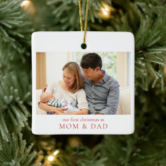 Onze eerste Kerstmis als Baby Foto van mama en pap Keramisch Ornament (Boom)