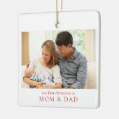 Onze eerste Kerstmis als Baby Foto van mama en pap Keramisch Ornament (Links)