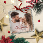 Onze eerste Kerstmis als Baby Foto van mama en pap Metalen Ornament<br><div class="desc">Onze eerste Kerstmis als Baby Foto-versiering van mama en papa</div>