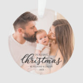 Onze eerste Kerstmis als Baby Foto van mama en pap Ornament (voorkant)