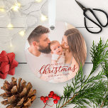 Onze eerste Kerstmis als Baby Foto van mama en pap Ornament<br><div class="desc">Onze eerste Kerstmis als Baby Foto-versiering van mama en papa</div>