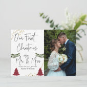 Onze eerste Kerstmis als de heer Elegant Chic Foto Feestdagenkaart (Staand voorkant)