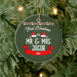 Onze eerste Kerstmis als de heer en mevrouw de Pas Keramisch Ornament