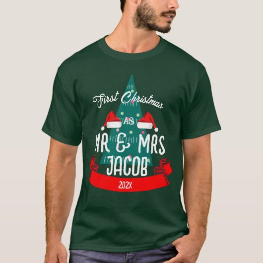 Onze eerste Kerstmis als de heer en mevrouw de Pas T-shirt (Voorkant)