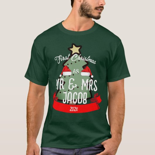 Onze eerste Kerstmis als de heer en mevrouw de Pas T-shirt (Voorkant)
