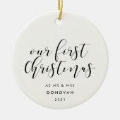 Onze eerste Kerstmis als de heer en mevrouw elegan Keramisch Ornament (Voorkant)