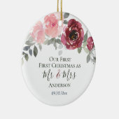 Onze eerste Kerstmis als de heer en mevrouw Elegan Keramisch Ornament (Rechts)