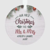 Onze eerste Kerstmis als de heer en mevrouw Floral Ornament (achterkant)